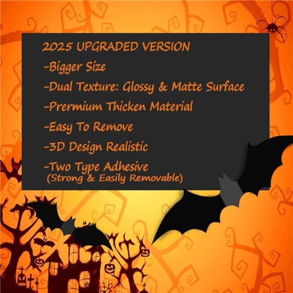 Halloween Decoration, 60PCS Bat Stickers - Picture 5 of 7